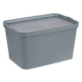 Caja Plastico Con Tapa 24L Gris Kipit 29X24CM (6 Unidades) Caja Plastico Con Tapa 24L Gris Kipit 29X24CM (6 Unidades)