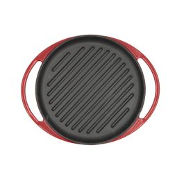 Bidasoa Asador Redondo Fierro Hierro Esmaltado 25 cm Rojo Antiadherente para Vitrocerámica Inducción Eléctrico Gas