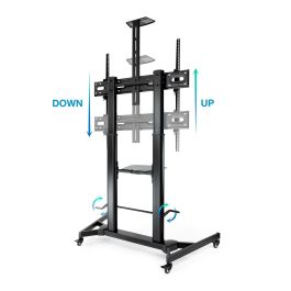 TooQ Soporte de Suelo con Ruedas para Pantallas 60"-100" FS20400HM-B Negro