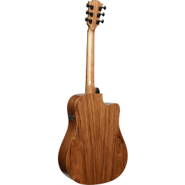 LAG Guitarra Acústica Electroacústica Dreadnought Cutaway Blue Wave 2, Tapa Cedro Rojo Macizo, Fondo y Aros Palisandro Santos, Acabado Brillante