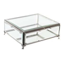 DKD Home Decor Joyero Tradicional Plateado Transparente Cristal Metal 21 x 10 x 25 cm