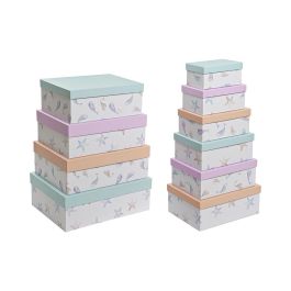 Caja Kids DKD Home Decor Azul Lila 33.5 x 15.5 x 43.5 cm Set de 10