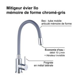 Edouard Rousseau Fregadero Mezclador Caño Flexible Articulado Forma Memoria Gris con Cuerpo Latón y Cartucho Cerámico 35mm Edouard Rousseau Fregadero Mezclador Caño Flexible Articulado Forma Memoria Gris con Cuerpo Latón y Cartucho Cerámico 35mm
