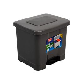 Papelera Contenedor Plasticforte Plastico Con Pedal 2 Compartimentos 35 Litros Gris Oscuro