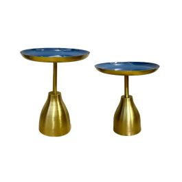 DKD Home Decor Fashion golden 23 Mesita Auxiliar Metal Patinado Dorado Azul Set de 2 Piezas 40.5 x 48 x 40.5 cm Precio: 88.95000037. SKU: B196A8LRDV