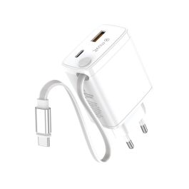 muvit for change cargador de pared Retráctil Tipo C PD 30W blanco