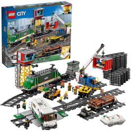 Lego City Tren de Mercancías con Motor y Control Remoto Bluetooth, 6 Minifiguras y Vía Circular - 60198