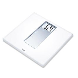 Beurer PS-160 Báscula Digital Blanca con Pantalla LCD Extragrande y Detalle de Vidrio