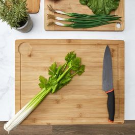 Cook Concept Tabla Cortar Bambú con Ranura 45x34 cm Profesional Antideslizante