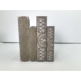 DKD Home Decor Caja Libro Árabe Granate Beige 7 x 30 x 21 cm Set de 2 unidades Decoración Etnica de PU y MDF