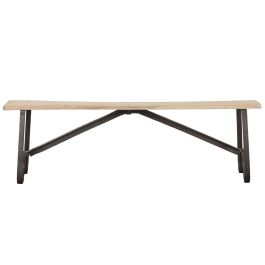 DKD Home Decor Banco Balines Natural Negro 152 x 41 x 46 cm Teca y Hierro