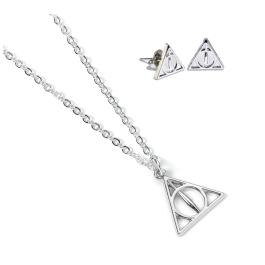 THE CARAT SHOP Set Colgante y Pendientes Reliquias de la Muerte Harry Potter, Aleación de Zinc, Collar 40+5cm