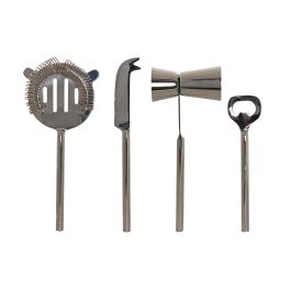 DKD Home Decor Set de 4 Copas de Cóctel Glam Plateado Inox 9 x 18 x 37 cm
