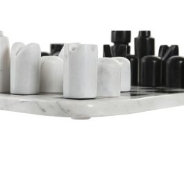 DKD Home Decor Juego de Ajedrez de Mesa Moderno en Mármol Blanco y Negro 35.5x35.5x1.5 cm