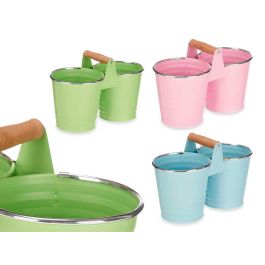 Macetero Doble Grande con Asas Zig Zag Filo Plata - Ibergarden 26.5x17.5x13 cm, Metal, Colores Surtidos (12 Unidades) Precio: 50.49999977. SKU: B16HRAVE2B