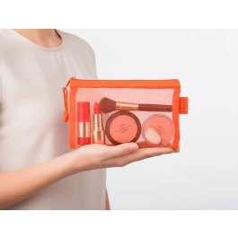 Liderpapel Bolsa zipper bag de poliéster transpirable multiusos DIN A6 para documentos, papelería, cosméticos y cables, color naranja