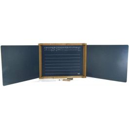 Jeujura Pizarra Mural Tríptico de Madera Roble Teñido 59x46 cm con 3 Paneles para Tiza y Rotulador Borrable en Seco