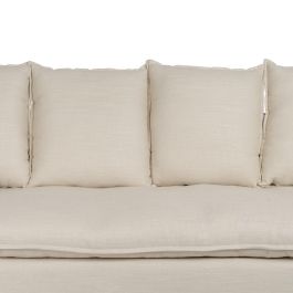 Sofá 4 Plazas Crema Tejido Salón 220 X 100 X 91 cm