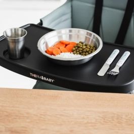 Thermobaby AAANW36169 - Pack de Comida Bebé de Acero Inoxidable - Taza, Cuenco, Plato Hondo y Cubiertos