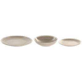 Vajilla Basicos DKD Home Decor Gris Beige 27 x 3 x 27 cm Set de 18 Vajilla Basicos DKD Home Decor Gris Beige 27 x 3 x 27 cm Set de 18