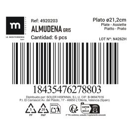 Plato Gris Almudena 21.2 cm - Inde (12 Unidades) Plato Gris Almudena 21.2 cm - Inde (12 Unidades)