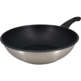 Menastyl Wok 6020252 Acero Inoxidable 28 cm Apto para Todo Tipo de Fuegos, Incluida Inducción