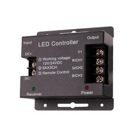 Controlador LED RGB con Mando a Distancia RF 2.4GHz Táctil Circular para Tiras, 12-24V DC, 216W/432W, 22 Modos, Memoria