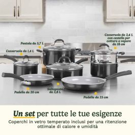 Cuisinart 54C11BKEU Batería de Cocina 11 Piezas Cerámica Antiadherente para Todas las Placas, Incluida Inducción