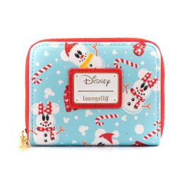 Loungefly Monedero Disney Mickey Minnie Snowman AOP - Cuero Vegano