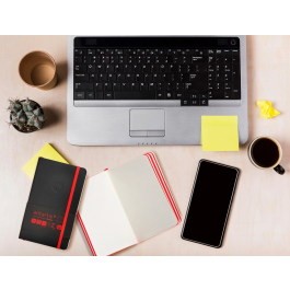 Antartik Cuaderno A6 Tapa Blanda Rayas Negro y Rojo 100 Hojas 80gr FSC