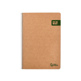 Liderpapel Cuaderno espiral A4 Ecouse tapa cartulina kraft 80 hojas papel reciclado 80gr cuadro 4mm con margen