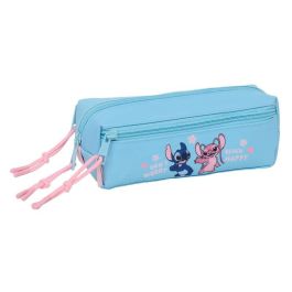 Bolso Escolar Portatodo Safta Triple Pequeño Con Goma Elastica 22 cm Stitch Happy 85x220x60 mm