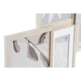 DKD Home Decor Marco Multifoto Shabby Natural para 5 fotos, 53x39.5 cm, de Madera Paulownia y Cristal