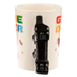 PUCKATOR Taza Cerámica con Asa 3D Mando Videojuego Pixel Game Over, 11x14,5x8,5cm
