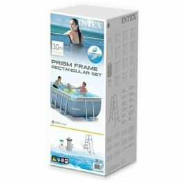 Intex Piscina Desmontable Rectangular Prism Frame con Depuradora y Escalera 300x175x80cm, 3539L, +6 años