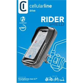Cellularline Rider Shield - Soporte de smartphone impermeable universal para manillar de moto y bicicleta, Negro, hasta 6.7"
