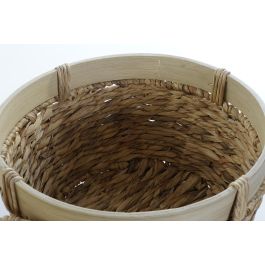 DKD Home Decor Cesta Tropical Hecha a Mano Reciclable de Junco y Bambú Marrón Natural, Set de 3 (40x23x40 cm)