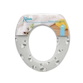 KioKids Reductor WC Acolchado y Cómodo para Niños +12 Meses | Asiento Adaptador Inodoro Estándar Diseño Cebras Gris
