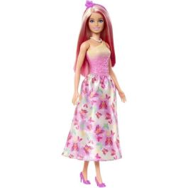 Barbie HRR08 Muñeca Princesa Dreamtopia con Pelo Rosa y Rubio, Falda de Mariposas, Accesorios para Niños +3 años