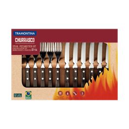 Tramontina Juego para asado 12 piezas, acero inoxidable, mangos castaño polywood