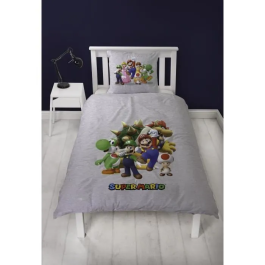 Mario Bros Juego de Cama Reversible Super Mario Microfibra 140 x 200 cm + 1 Funda de Almohada 63 x 63 cm MAR3700891712125