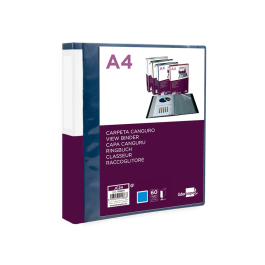 Liderpapel Carpeta 60 Fundas Canguro PP DIN A4 Azul Translúcido Portada y Lomo Personalizable