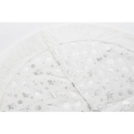 DKD Home Decor Base para Árbol de Navidad Moderna de Poliéster Blanco y Plateado 120x120x2 cm - Pack 2 Unidades
