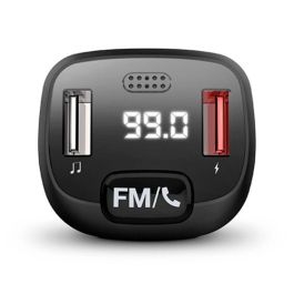 Energy Sistem 455577 Emisor FM para Coche con Bluetooth, 2 Puertos USB, Micrófono y Conexión Inalámbrica/Alámbrica - Negro