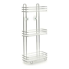 Berilo Estantería Recta Alta para Baño Triple, Metal Cromado y Plástico, 26x59x13 cm (6 Unidades)