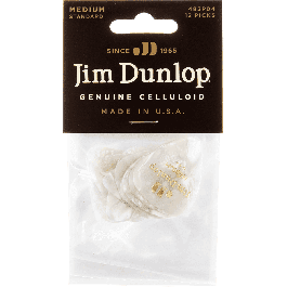 Dunlop Pack 12 Púas Genuine Celluloid Blancas - Medium