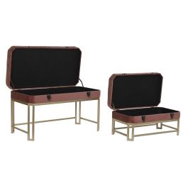 Descalzadora Glam DKD Home Decor Rosa Dorado 40 x 47 x 80 cm Set de 2 Descalzadora Glam DKD Home Decor Rosa Dorado 40 x 47 x 80 cm Set de 2