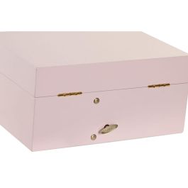 DKD Home Decor Joyero Romantico Rosa Madera Espejo Musical 21x15x10 cm
