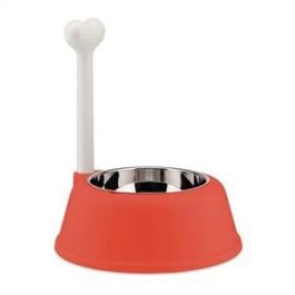 Alessi AMMI02 RO Comedero para Perros Lupita, Acero Inoxidable 18/10 y Resina, Diseño por Miriam Mirri