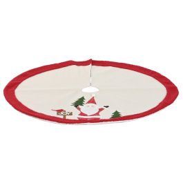 DKD Home Decor Base Árbol Navidad Tradicional Poliéster Crema Rojo 90x90x2cm para Decoración Festiva